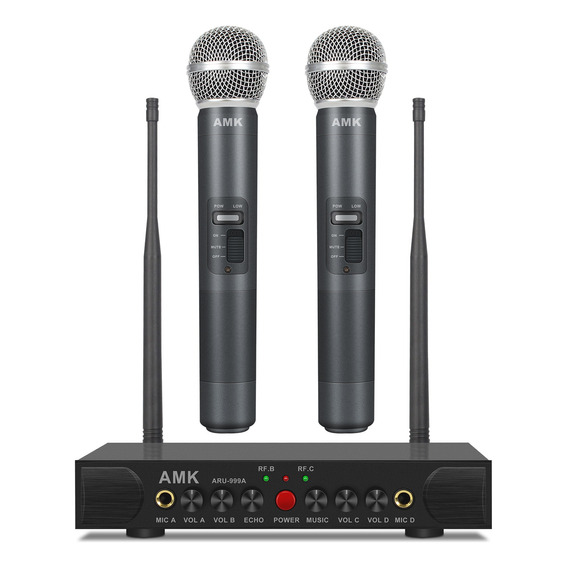 Sistema De Micrófono Inalámbrico Uhf Amk Aru-999a Karaoke