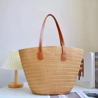 Bolsa Feminina De Palha Praia Grande Sacola Premium