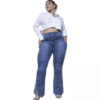 Jeans Cheta Semi Oxford Tajo Elastizado Mujer Talles Grande