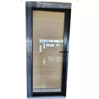 Puerta De Aluminio Reforzado Vidrio Entero 4mm 80x200 Negra Color Negro