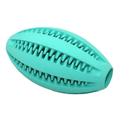 Juguete Pelota Trixie Dental Inserta Premios Dientes Rugby Color Turquesa