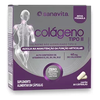 Colágeno Tipo 2 Ii 40mg Sanavita 30 Cápsulas Sabor Sem Sabor