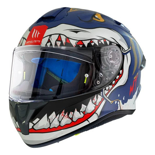 Casco Mt Helmets Ff106 Targo Pro Sharky B7 Azul Moto Tamaño del casco M (57-58 cm)