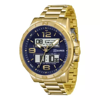 Relógio X-games Masculino Xmgsa003 D2kx Dourado Azul