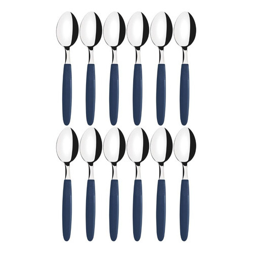 Juego de cucharas de mesa Tramontina Ipanema, color negro, mango de 12 pulgadas, color azul