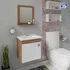 Mueble de baño MGM Iris 44,8 cm de ancho 46 cm de alto y 31,5 cm de profundidad con lavabo blanco y muebles de color almendrado blanco