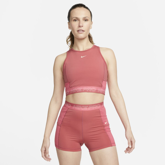 Camiseta Cropped Entrenamiento Mujer Nike Pro Dri-fit Rojo