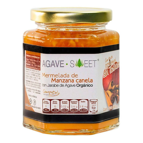 Mermelada De Manzana Con Canela Con Jarabe De Agave Agave Orgánico Sweet De 285g