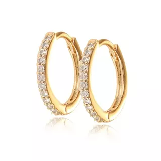 Hermosos Aretes De Oro Laminado 18k Con Finos Cristales 