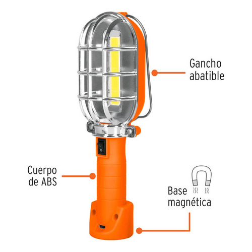 Lámpara Led De Taller Recargable 280 Lm Marca Truper Color De La Linterna Naranja Oscuro Color De La Luz Blanco