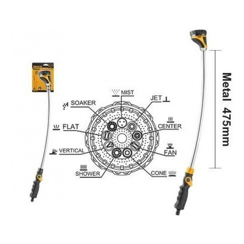  Puntero Riego Metalico Largo Hww092 Ingco - Smf Color Negro