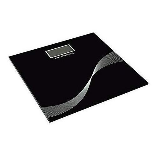 Pesa Digital Baño 180kg Cuadrada 6mm Vidrio Templado Color Negro