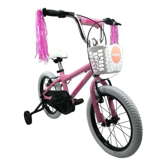 Bicicleta Infantil Philco Patio Aluminio R16 Frenos V-brake Color Rosa