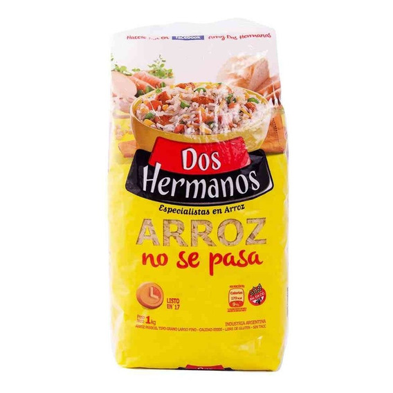 Arroz Parboil Dos Hermanos 1kg No Se Pega Libre de Gluten - Sin Tacc