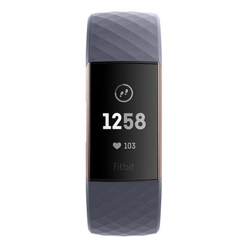 Smartband Fitbit Charge 3 3" caja de  aluminio anodizado  rose gold, malla  blue gray de  elastómero y aluminio anodizado FB409