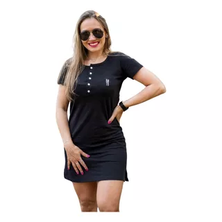 Vestido Henley Preto