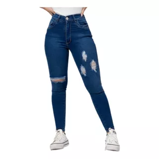 Jeans Yd Dama Elastizado Con Roturas Excelente Calce 