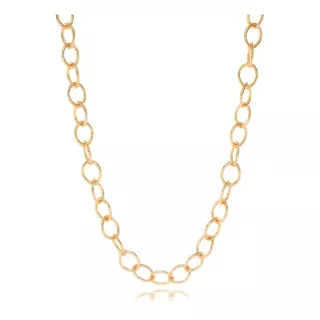 Colar Choker Elo Oval Banhado Em Ouro 18k