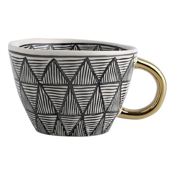 2 Tazas De Cerámica Con Asa Dorada Leche Té Café En Clicshop