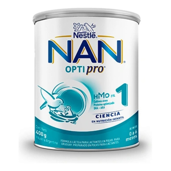Nestlé Nan Optipro 1 Leche de fórmula en polvo sin TACC en lata de 1 de 400g de 0 a 6 meses