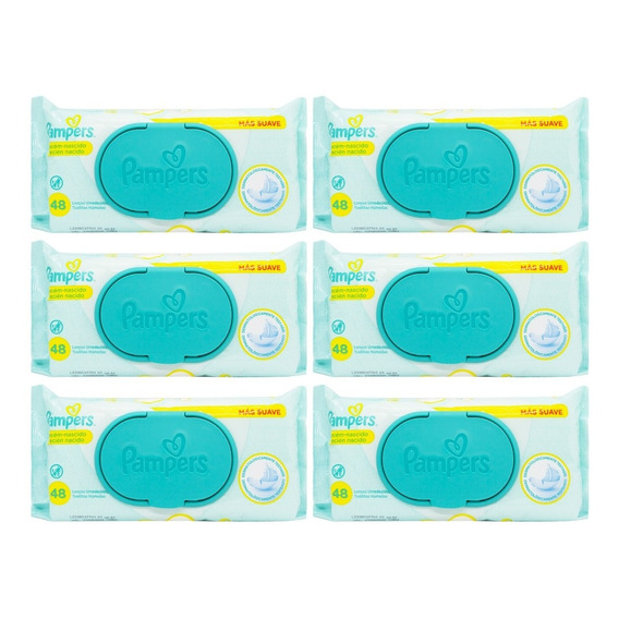 Pampers X6 Toallitas Húmedas Bebés Recién Nacidos Suaves 6c