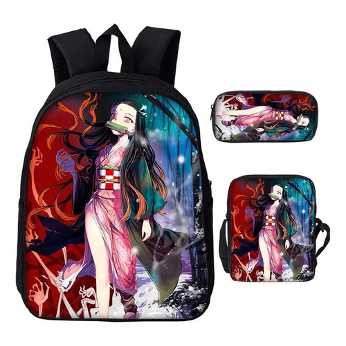 Mochila De 3 Piezas Demon Slayer Kamado Nezuko Bolso De Homb Color 06