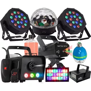 Kit Iluminação Festa Total 9x1 Laser Fumaça Strobo Bola Luz