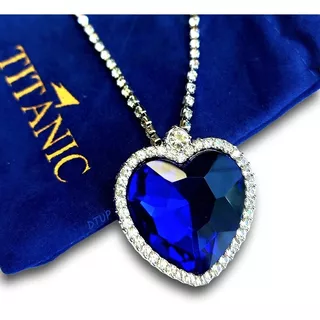 Collar De Plata 925 Titanic El Corazón Del Mar Azul Zafiro 