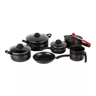 Conjunto 6 Peças Black Com Panela De Pressão 3,0l Segura