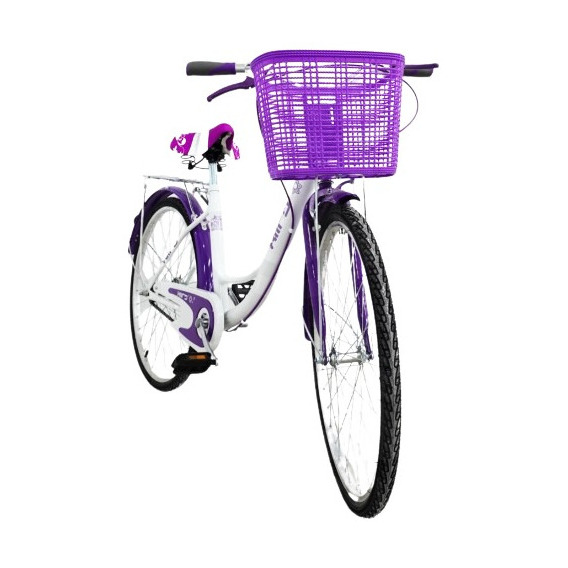 Bicicleta Urbana Rodada 26 Bicicleta Para Mujer Comodidad Color Blanco Con Morado