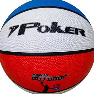 Bola De Basquete Poker Outdoor 7 Branco E Azul - Resistente