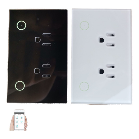 Contacto Inteligente Wifi 2 Enchufes Duplex Negro Blanco