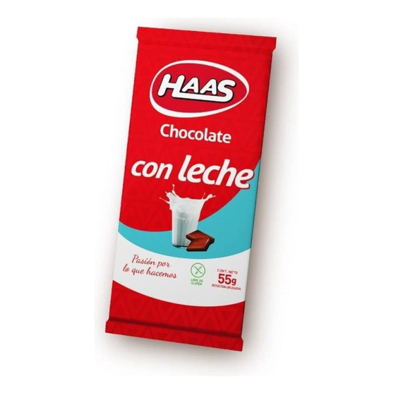 Haas Tableta De Chocolate Haas Con Leche 55 Grs. Tableta De Chocolate Haas Con Leche 55 Grs - Unidad - 1
