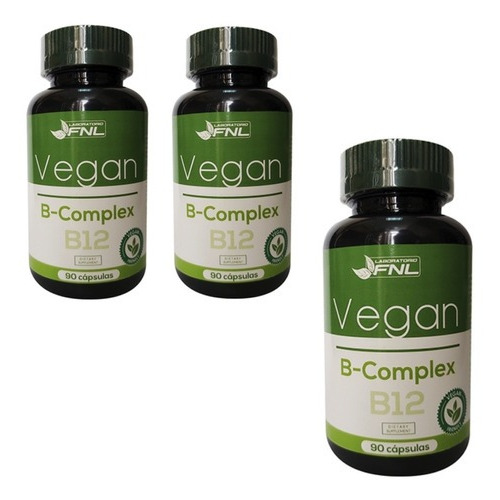 B Complex Vegan B 12 270 Caps 90 Caps C/u Multivitaminico 