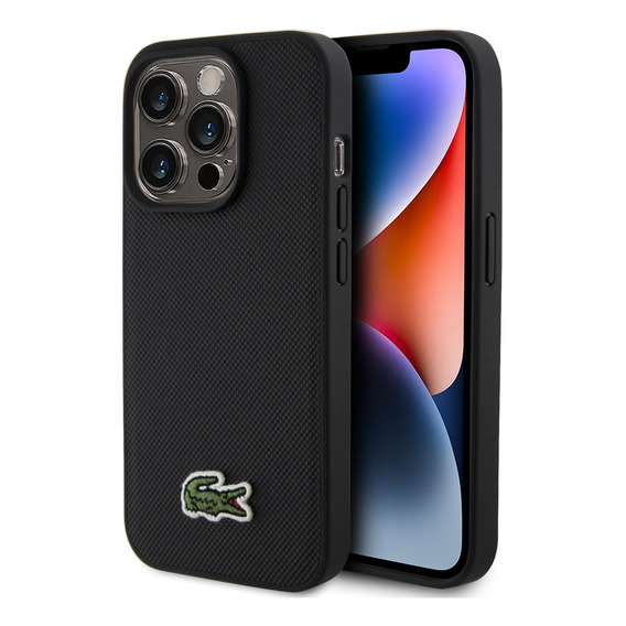 Case Lacoste Carga Inala Logo Negro Compatible iPhone 15 Pro