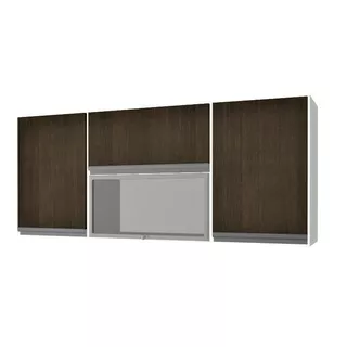 Alacena 140 X 60 X 30 Mueble Cocina Wengue Vidrio Rebatible