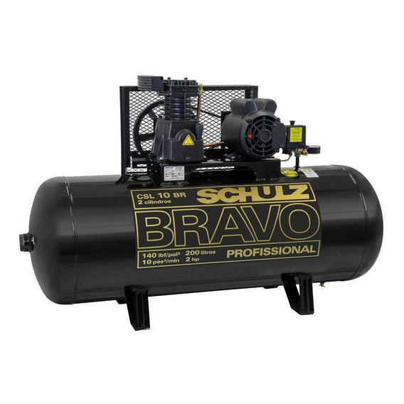 Compresor de aire eléctrico Schulz Bravo CSL 10 BR/200 monofásico 183L 2hp 220V 50Hz negro