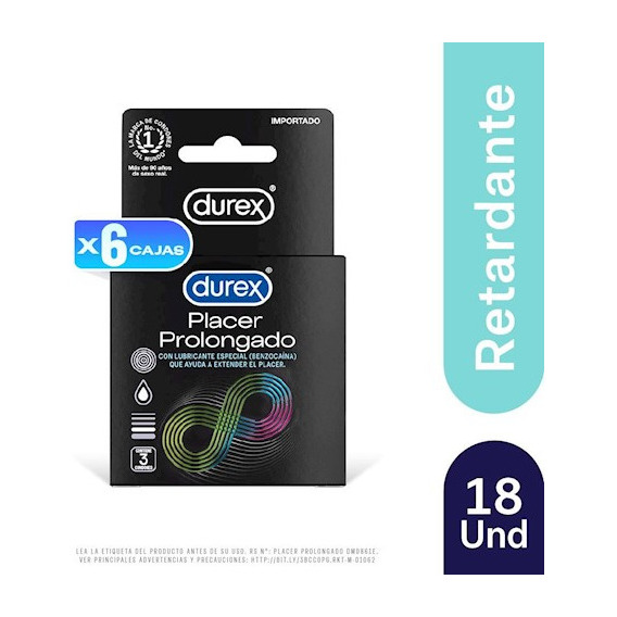 6 Pack Condones Durex Placer Prolongado - 3 Un.