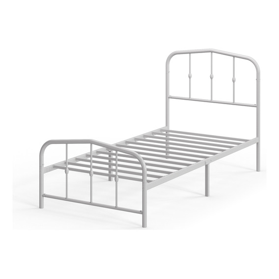 Base De Cama De Metal Blanca Heidi Zinus 1 Plaza 90x190x30cm Color Blanco