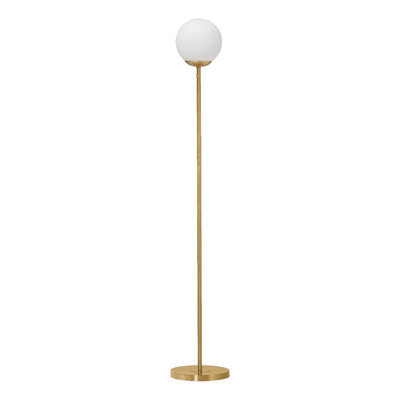 Lampara De Pie Dorada Globo Opal 1 Luz Apto Led E27 Deco 
