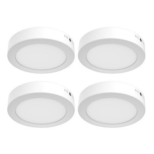 Pack 4 Lámparas Plafón Led Sobreponer, 12 W, Luz Cálida Color Blanco