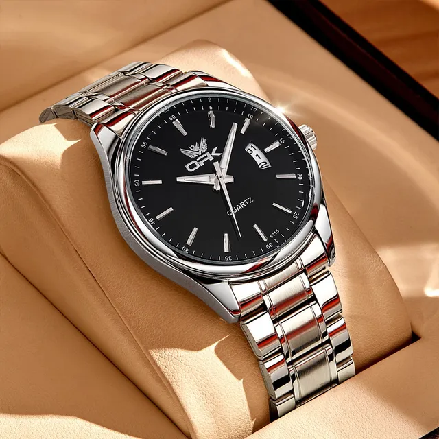 Opk Relógio Masculino Original Prata À Prova D’água 6010