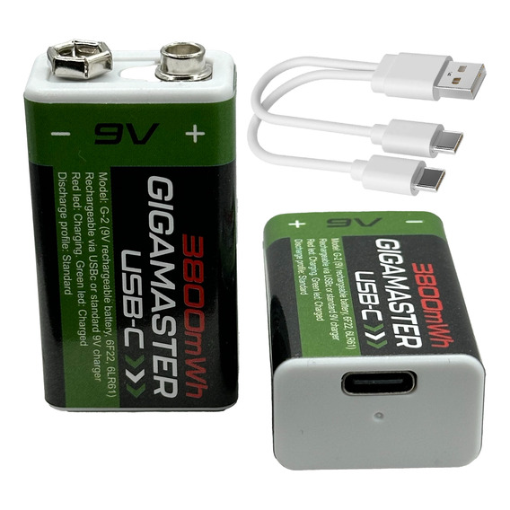 Bateria Litio 9v Recargable Usb Tipo C