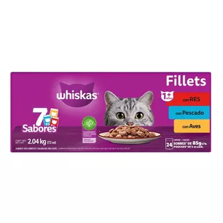 Alimento Húmedo Gato Whiskas 24 Sobres Surtidos De 85g C/u