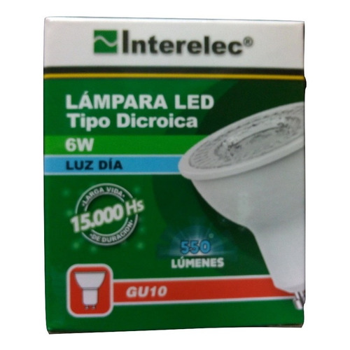 Dicroica Led 6w Pack X 10u 550lm Interelec 220v Luz Fria Color de la luz Blanco frío