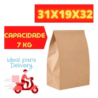 100 Saco Kraft Para Delivery Extra G (31x19x32) - Liso