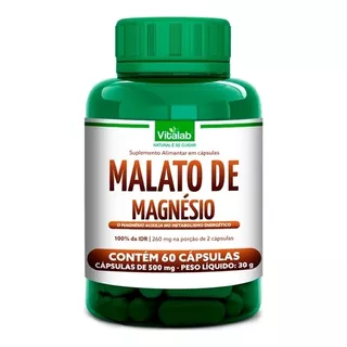 Malato De Magnésio Vitalab 500mg 60 Cápsulas