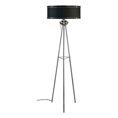 Lampara De Pie Tripode Aros Cromo Negro Moderna Iluminación