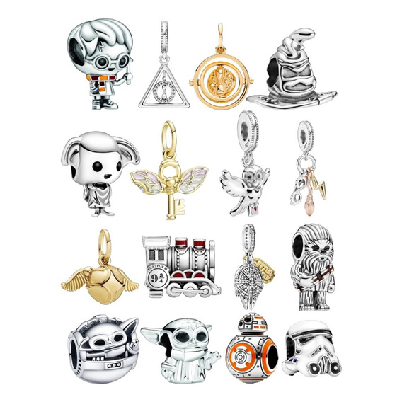 Charm Harry Potter Y Star Wars Plata 925 Calidad Premium