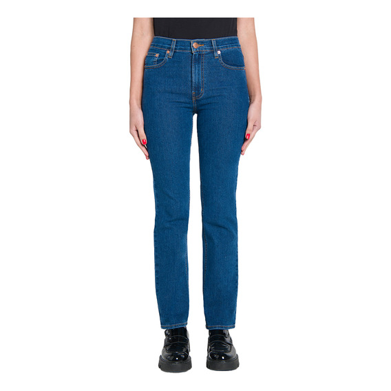 Jeans Oggi Mujer Atraction Straight Corte Recto Azul Claro